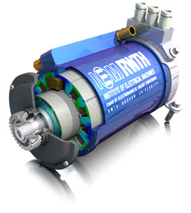 An image of an electrical machine, sliced open to show the rotor and stator iron lamination, which consists of soft magnetic material.   Credit: Image courtesy of Silas Elfgen