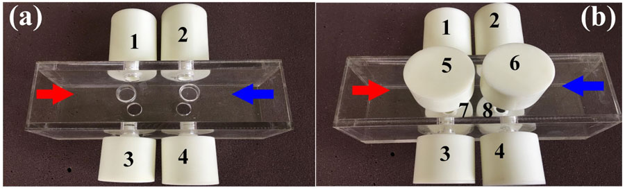 Multiband asymmetric absorptions. (a) and (b) show the photograph of structures for achieving two-band and four-band asymmetric absorptions, respectively. CREDIT: Long, Cheng and Liu