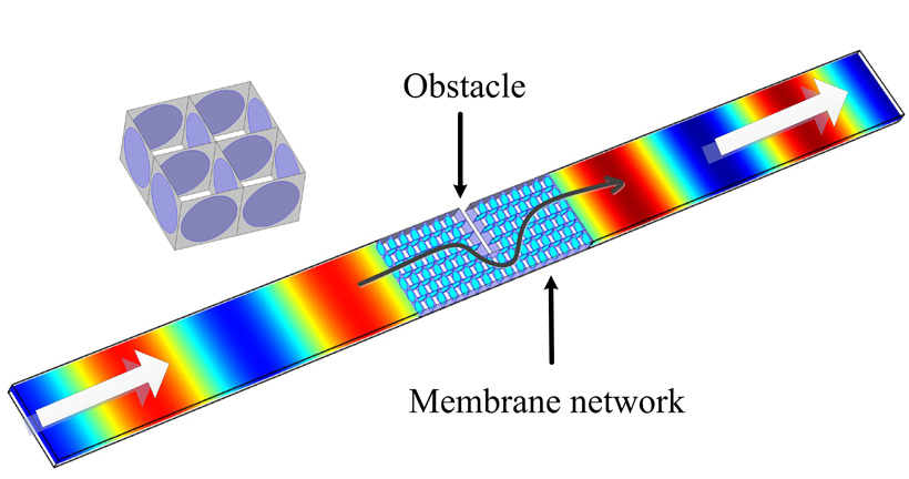 A schematic representation of sound passing through the density-near-zero membrane. Credit Liu/Nanjing University