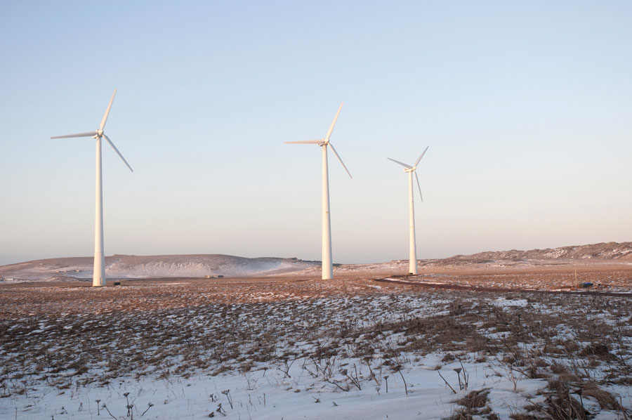Wind turbines supply renewable energy to microgrids across Alaska. <br/>CREDIT: Chris Pike, the Alaska Center for Energy and Power, University of Alaska Fairbanks