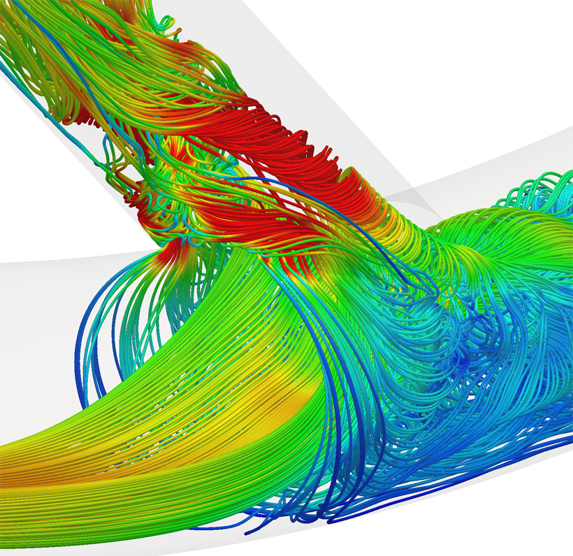 Streamlines of flow within an idealized Arterio-Venous Fistulae