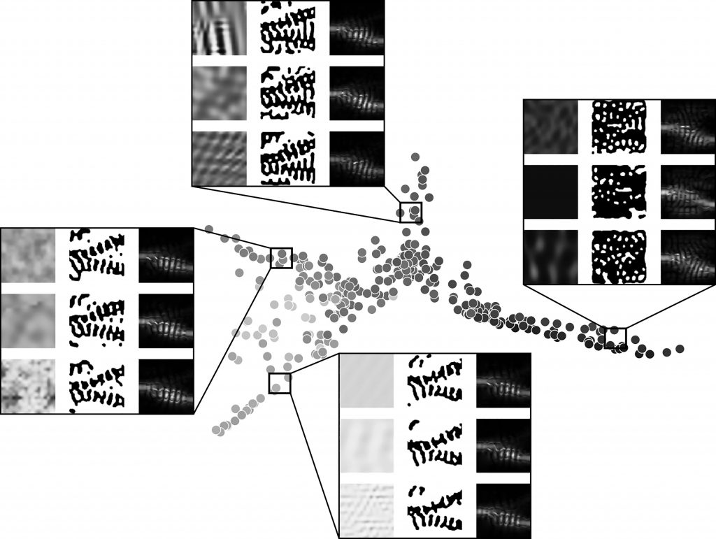 Photonic inverse design produces an assortment of nonintuitive designs that can achieve better performance in smaller footprints than their traditionally designed counterparts can. Despite the multitude of possible designs for any particular task, analysis of the designs for a beam splitter reveals how the algorithm produces devices that can actually be classified into different types based on their structure and underlying physical principles. CREDIT: Logan Su