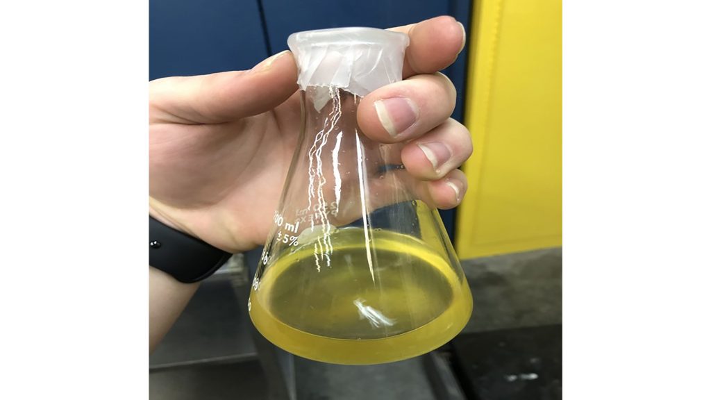 Pyrolysis oil produced from grocery bags CREDIT: Baron Boghosian