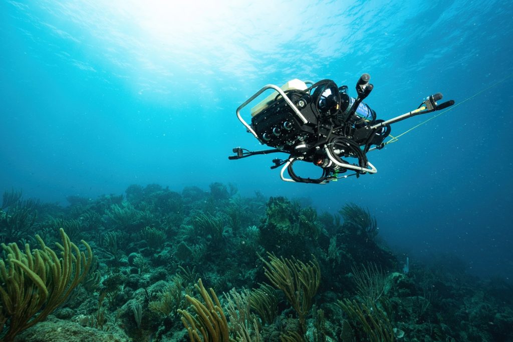 CUREE, an autonomous underwater robot, is used by the researchers to collect acoustic data for analysis. Image by Austin Greene, Woods Hole Oceanographic Institution